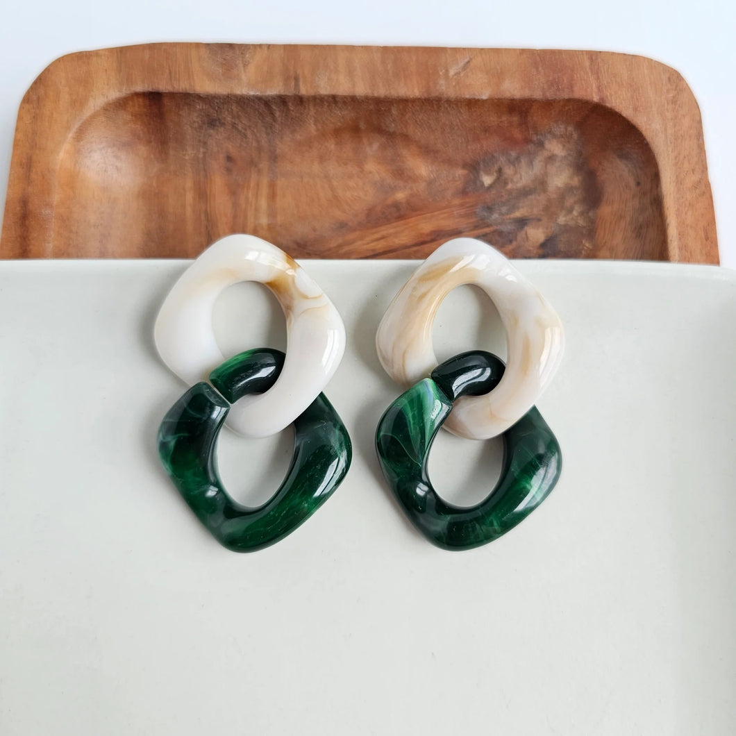 Betsy Green Chain Earrings