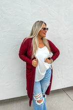 Load image into Gallery viewer, Winter Burgundy Ribbed Cardigan
