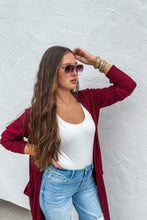 Load image into Gallery viewer, Winter Burgundy Ribbed Cardigan
