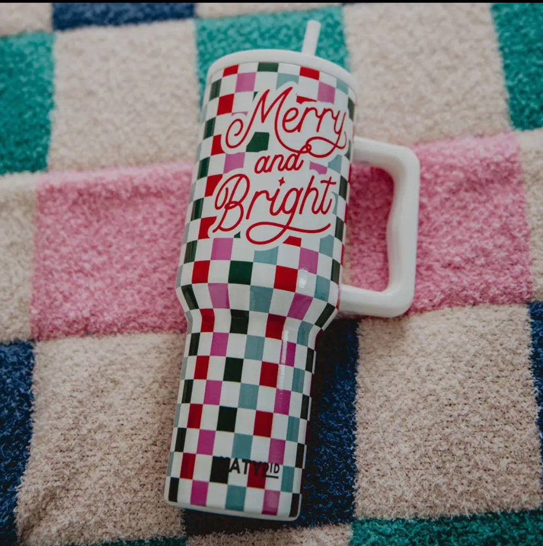 Merry & Bright Checker Tumbler