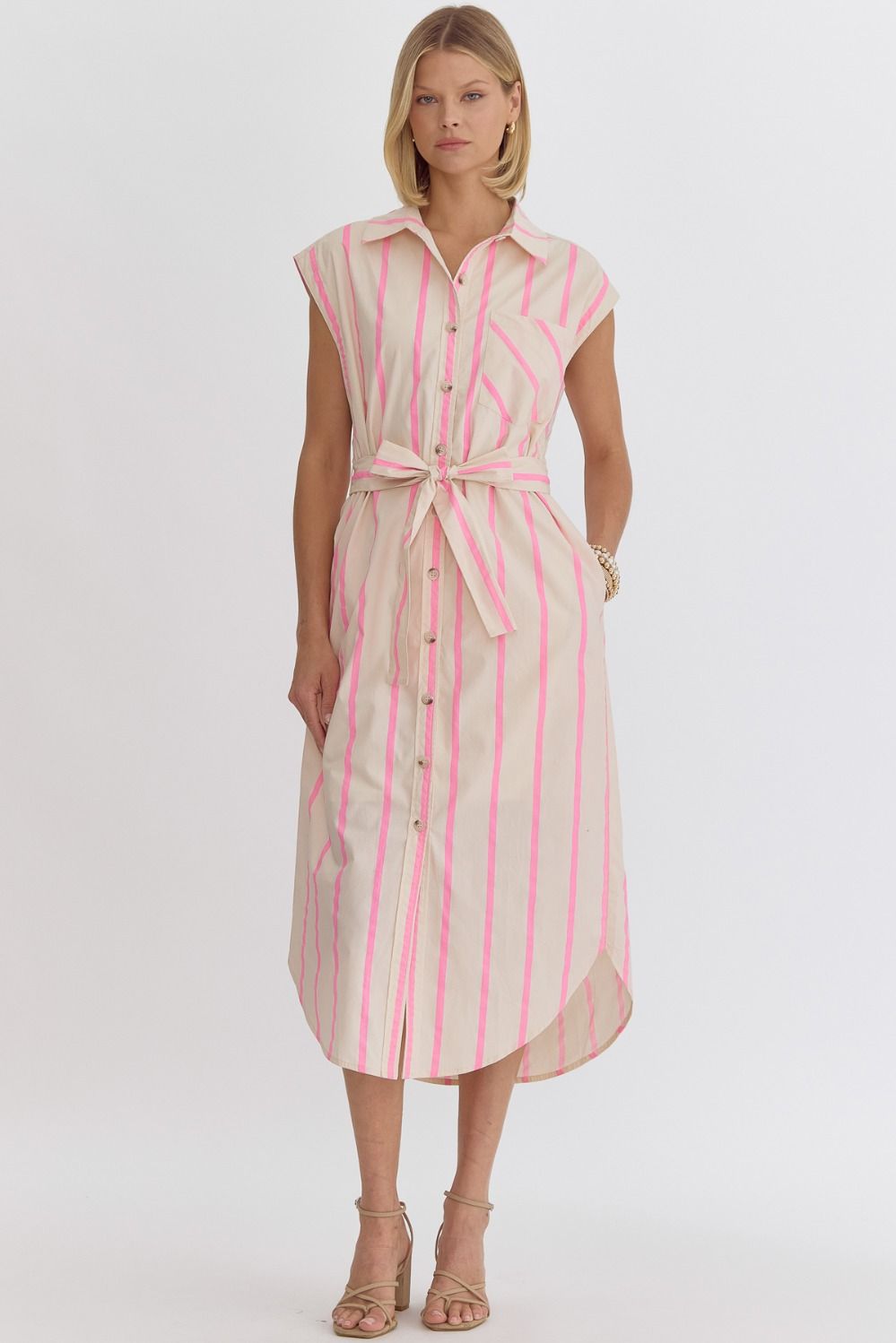 Candy Stripe Belted Dress