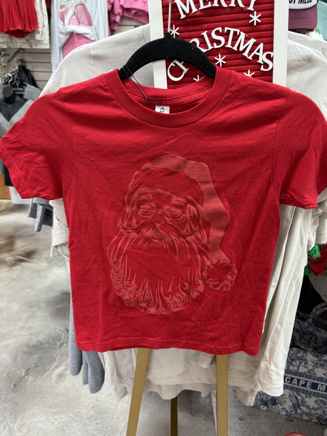 Kids Red Santa Puff Tee