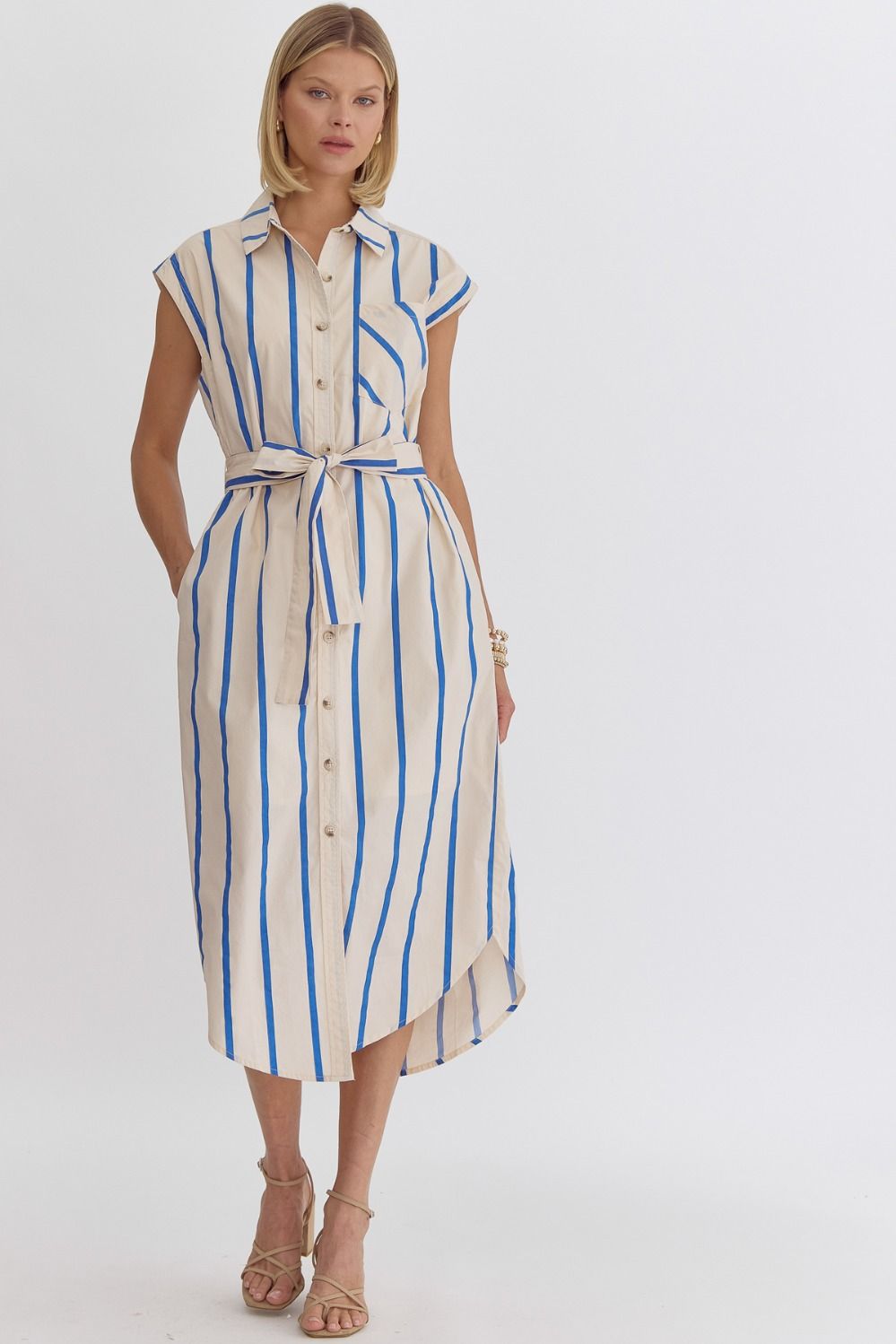 Blue Lagoon Stripe Belted Dress