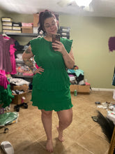 Load image into Gallery viewer, Pinch Me Green Ruffle Dress
