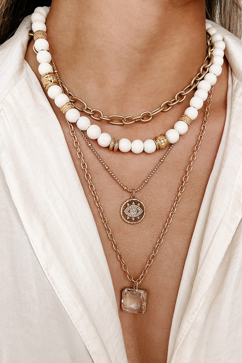 The Ivory Crystal Necklace Set