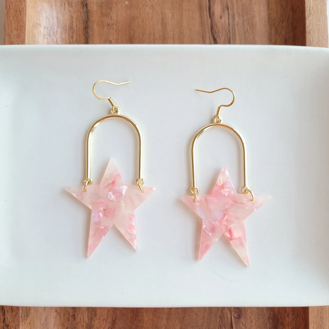 Rosie Star Earrings- Coral