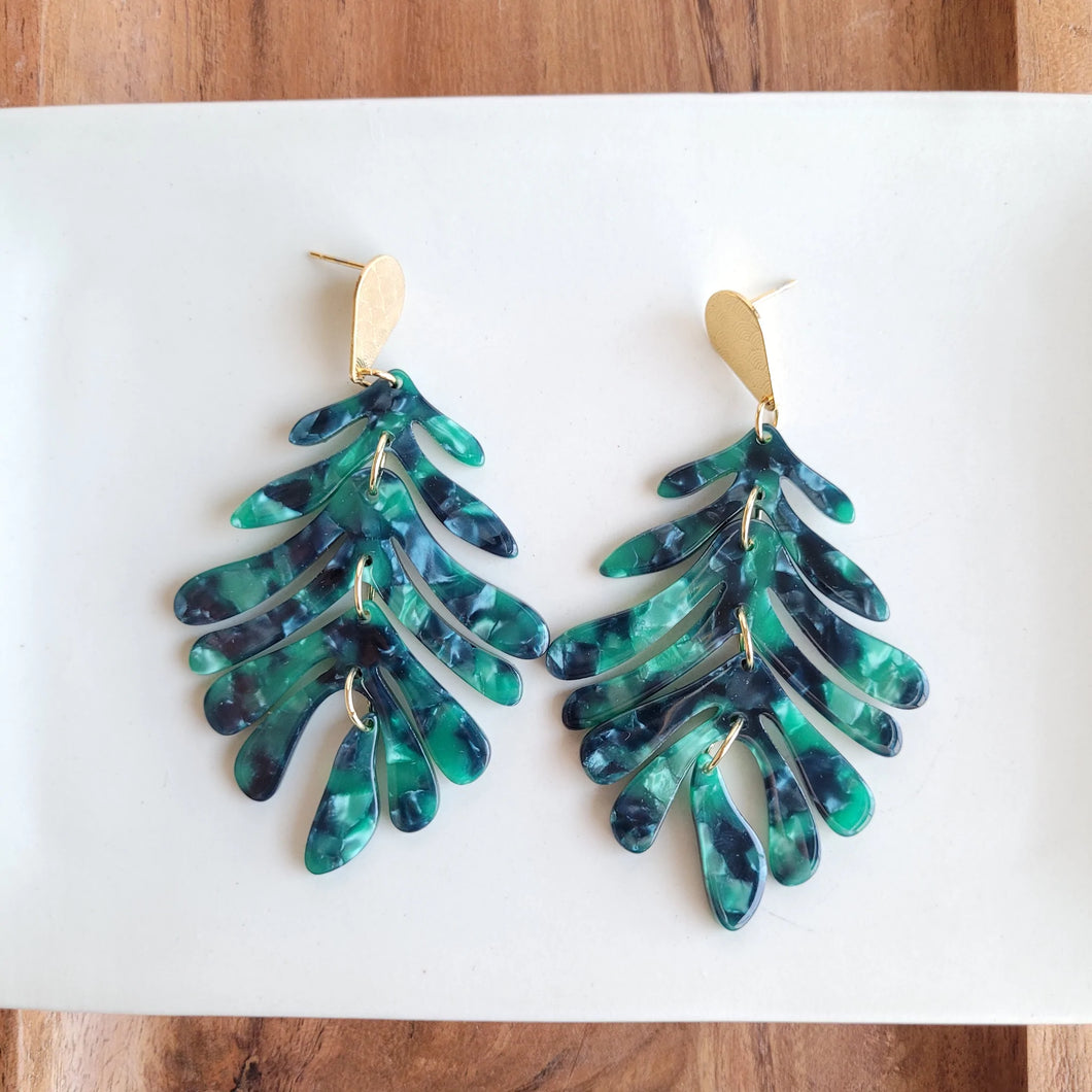 Palm Earrings-Green