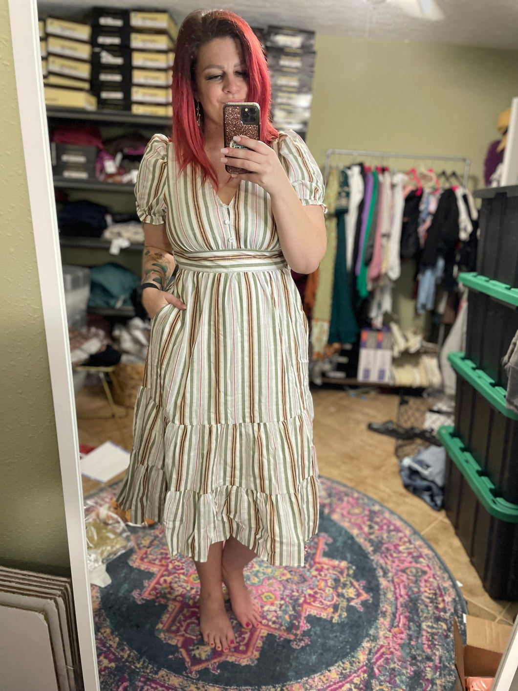 Windy Day Stripe Midi Dress