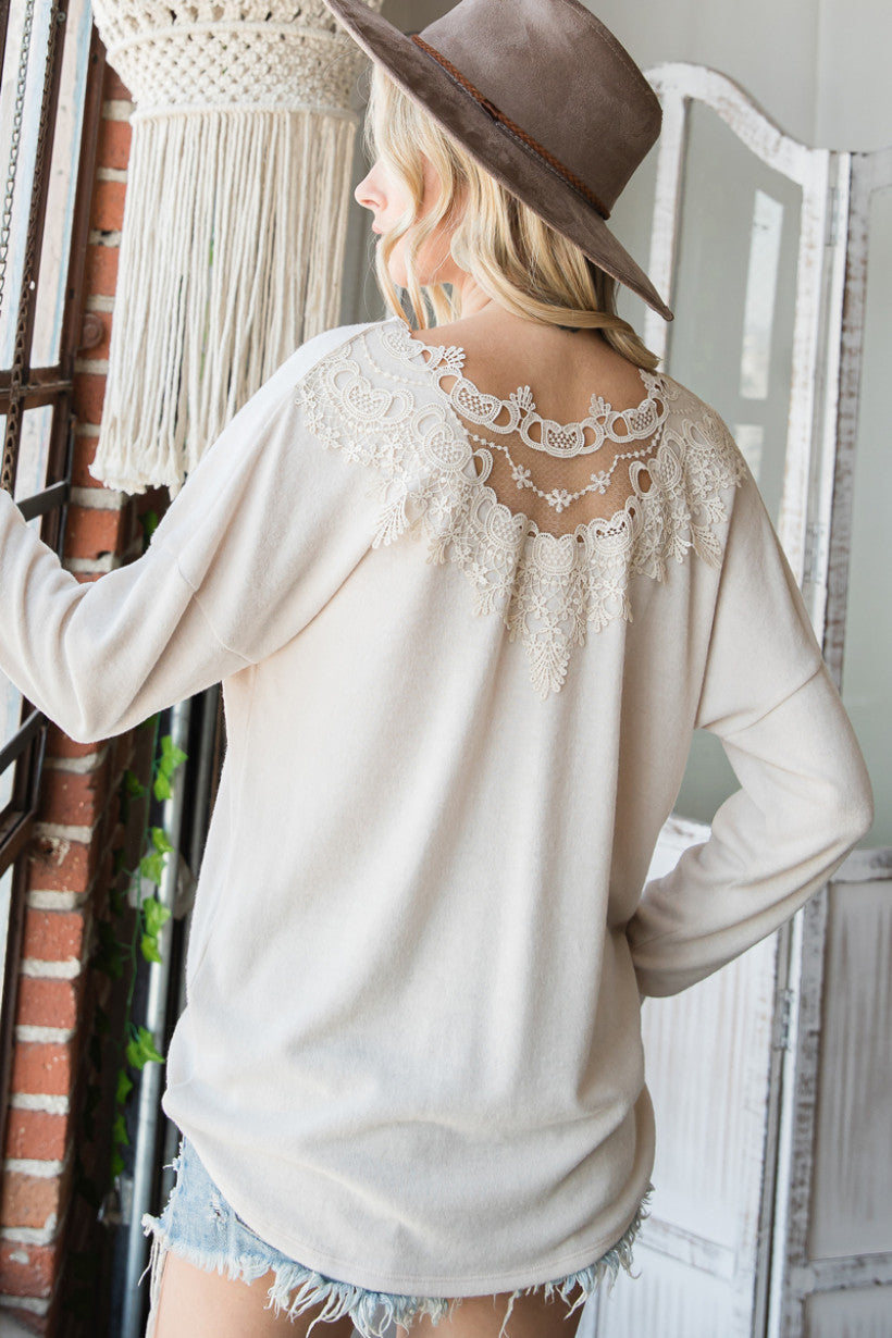 Lace Back Soft Sweater