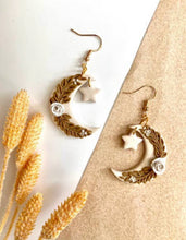 Load image into Gallery viewer, Starlight Floral Moon Earrings
