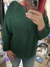 Load image into Gallery viewer, Hunter Green Scalloped Sweater
