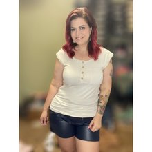 Load image into Gallery viewer, Navy Faux Leather Shorts
