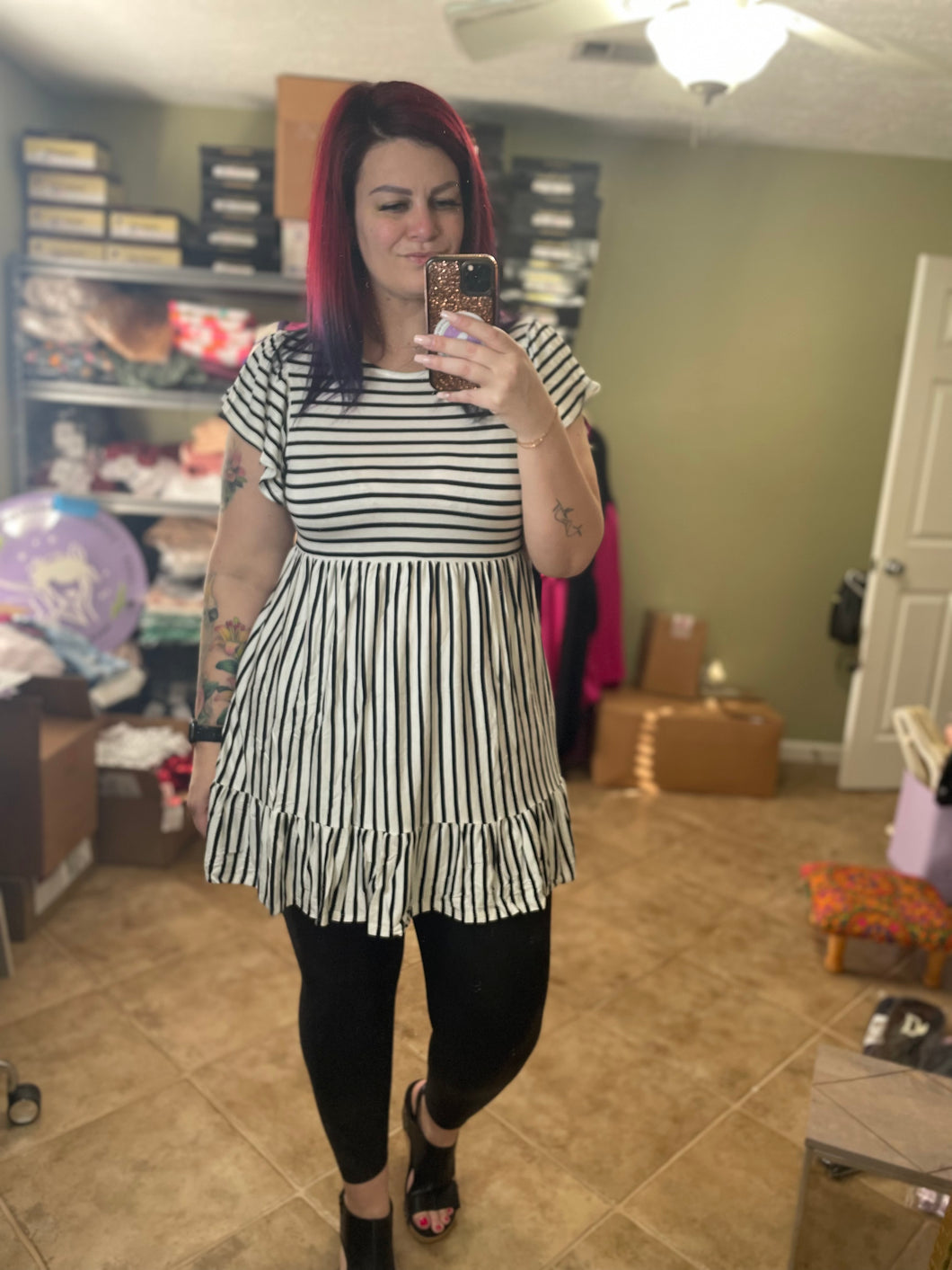 Brooke Striped Babydoll Dress