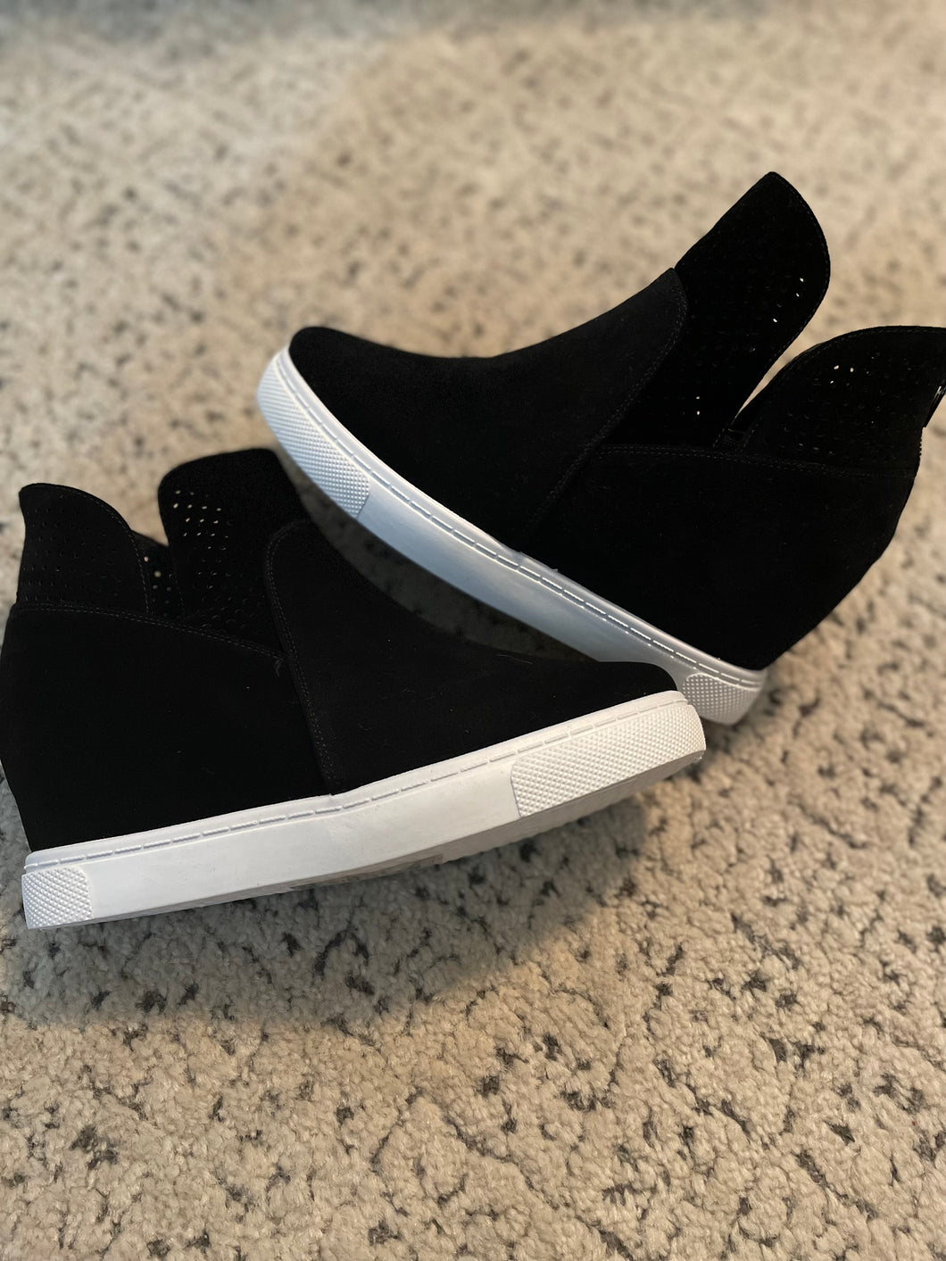 Black Suede Sneaker Wedges